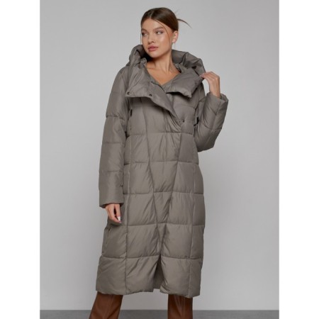 Coat insulated winter female, size 44, brown color-8