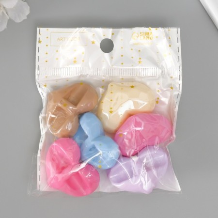 Busina for creativity plastic "3D heart with faces" Pastel mix 2.4x3.3x1.4 cm-3
