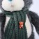 Soft toy "Little Friend", New Year's bear with a green scarf, dark gray color