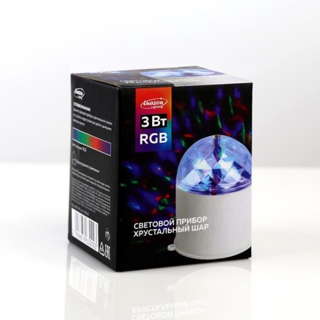 Light device "Crystal ball" 7.5 cm, glow RGB, 220 V, white-4