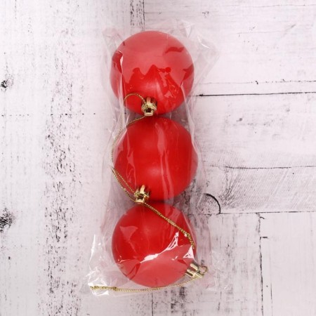 Set of balls plastic D-5.5 cm, 3 pcs "matte" red-1