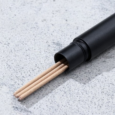 Penal for storing incense, black, metal, with incense-1
