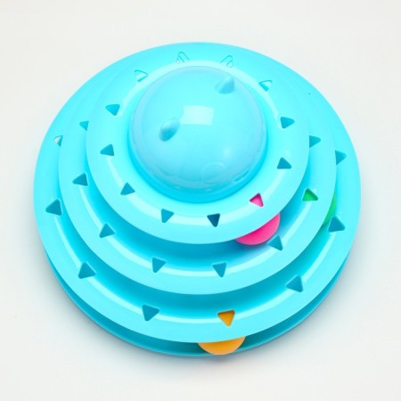 Game complex "Piggon" for cats with 3 balls, 24.5 x 24.5 x 13 cm, blue-1