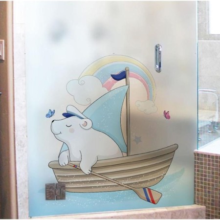 Stick plastic interior color "White Bear in a boat" 58x60 cm