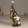 Souvenir Polystone Light "Santa Claus in the cap, with a Christmas tree" Beige and chocolate 10.5x10.5x22 cm