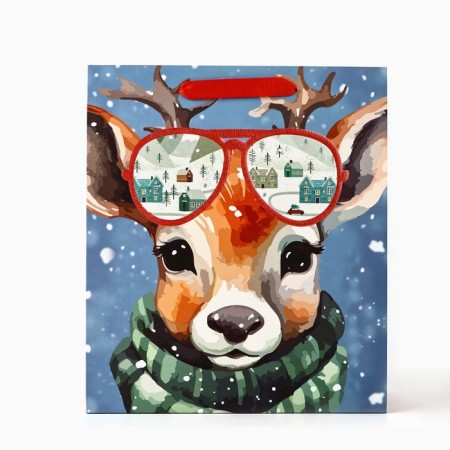 Package Gift New Year's laminated "deer", m 30 x 26 x 9 cm, new year-1