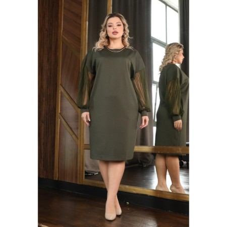 Women's dress, size 62, khaki color-1