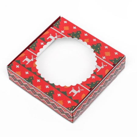 Gift box team with the window "New Year ornament", 11.5 x 11.5 x 3 cm-6