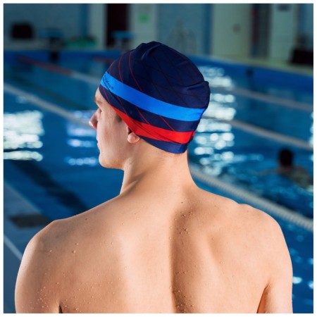 Hat of swimming adult onlytop "stripes", fabric, girth 54-60 cm-4