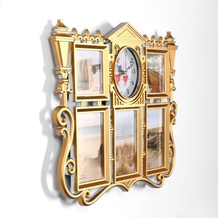 Wall clock, series: photo frames, "family", discrete move, 48 x 38 cm, dial 12 cm-1