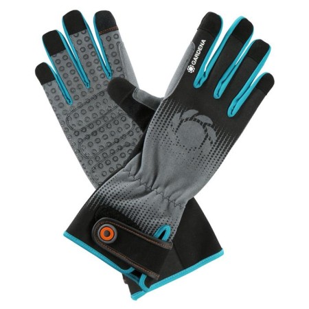 Polyester gloves, no coating, with dots, size 8, gray, Gardena