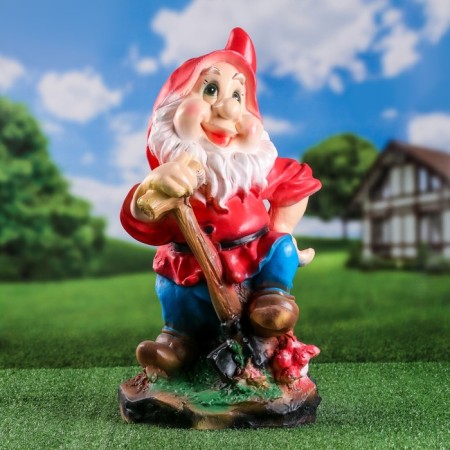 Garden figure "Gnome with a middle shovel" 25 × 29 × 54cm