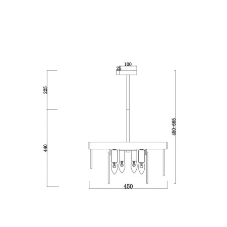 Suspended lamp 60W, 6he14, 63x45 cm, brass-1
