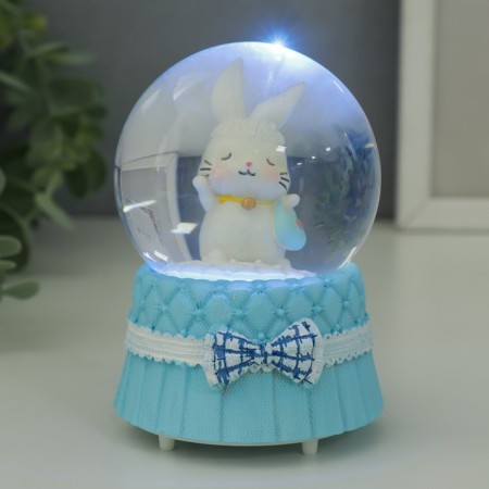 Souvenir Polystone Water Ball Light "White Bunny" mix 6.5x6.5x9.5 cm-7