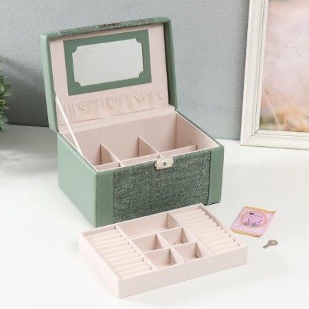 Casket to the leatherette for decorating the chest "Green" combined 23.5x16.5x14.5 cm-2