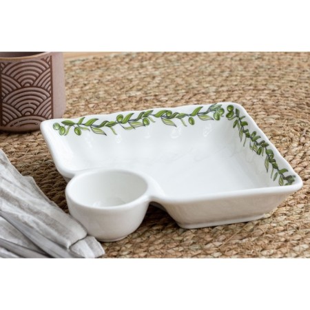 Ceramic dish with sauce "olives", 18.6 x 17.5 x 4 cm, white color-3