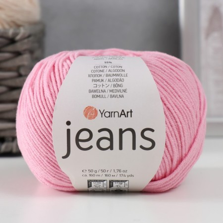 Yarn "Jeans" 55% cotton, 45% acrylic 160m/50g (36 St. Pink)-1