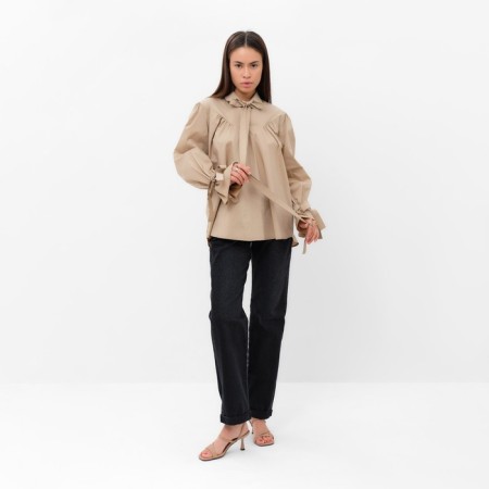 Women's shirt with ribbons MIST, size 50, beige-3