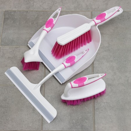 Cleaning set, 5 items: scoop, brush-scheme, dishes brush, ironing, pouring, color mix
