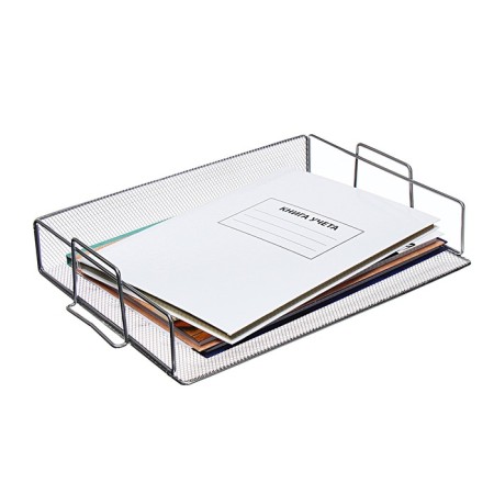 Horizontal tray for papers, calligrata, mesh, metal, silver-1