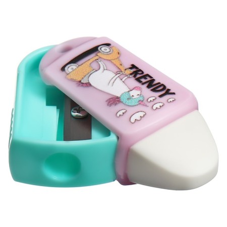 Plastic sharpener with Meshu Eraser "Unicorn", 1 hole, mix-3