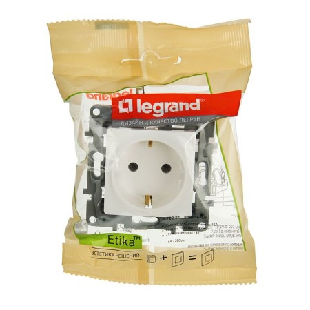 LEGRAND ETIKA 672221, 16 A, single, hidden, with salary, white-2