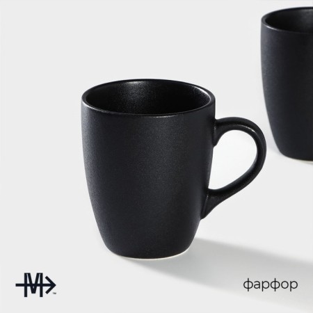 Porcelain mug Magistro Carbon, 380 ml, black color-1