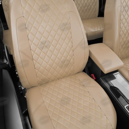 Auto-Chekhls for Ravon R2 since 2016-2020, hatchback, perforation, eco-leather, beige color-3