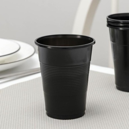 A single -single plastic glass "POPS", 200 ml, black color