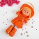 Soft toy "Doll", in a leather sundress and hat, Mix color