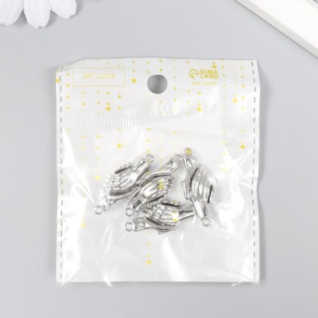 Magnetic metal fastener "Hands" silver 3x1.3 cm-2