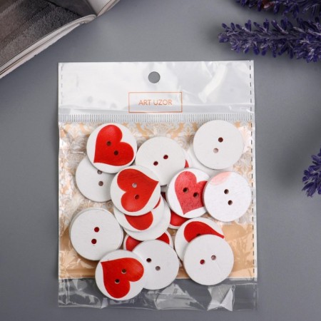 Button decorative tree "heart" 2.5x2.5 cm-5