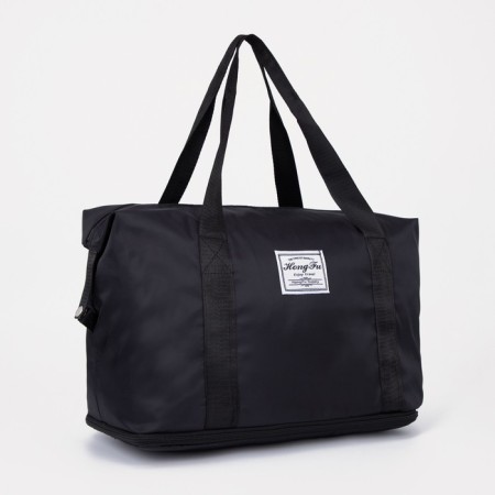 Sports bag with lightning, with an increase, external pocket, black color