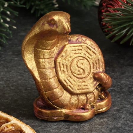 Figure "Snake Yin-Yang" burgundy with gilding, 6x5x4cm-3