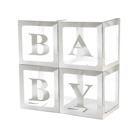 A set of boxes for Baby balloons, silver, 30x30x30 cm, 4 pcs.-1