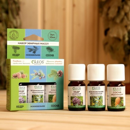 A set of 100% natural essential oils "cedar, juniper, pine"