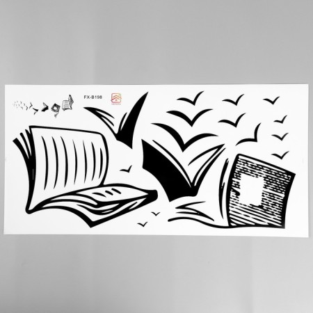Sticking plastic interior black "Flying Books" 30x60 cm-1