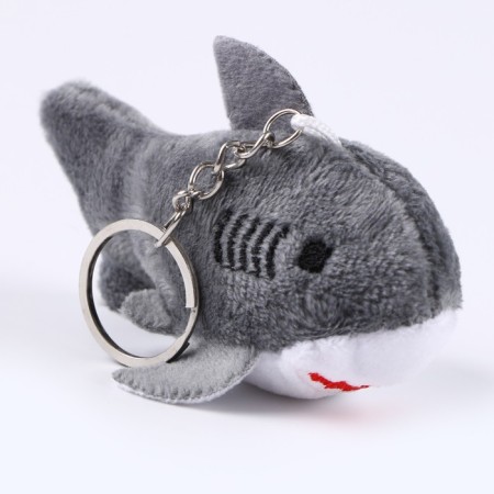 Soft toy "Shark" on a key fob, 10 cm, color gray color-1