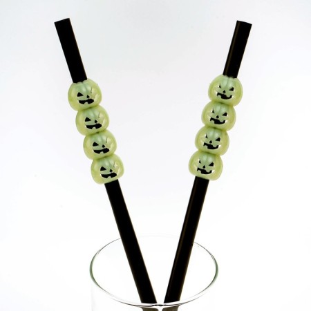Pumpkin cocktail tubes, set 6 pcs., Glows in the dark-1
