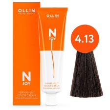 Крем-краска для волос перманентная Ollin Professional N-Joy, тон 4/13, шатен пепельно-золотистый, 100 мл
