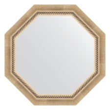 Mirror in the baguette frame, aged silver with weaving 70 mm, 63.2x63.2 cm