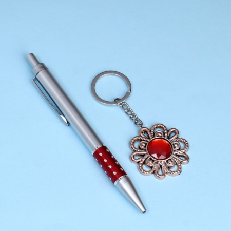 Gift set 2V1 (pen, keychain rose)-1