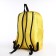 A backpack with a zipper, an outer pocket, yellow color