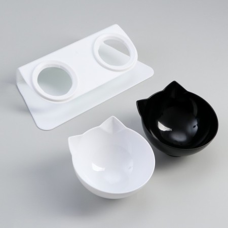 Plastic bowls on a white stand 27.5 x 14 x 15 cm black/white-4