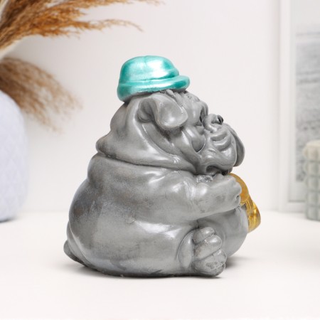 Pigger "Sharpei with coins" 15x10x14cm, gray-2