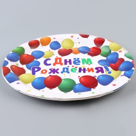 Paper plate “Happy Birthday”, balls, set 6 pcs in a set, 23 cm-1