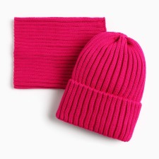 Kit for a girl (hat, snood), fuchsia color, size 50-54