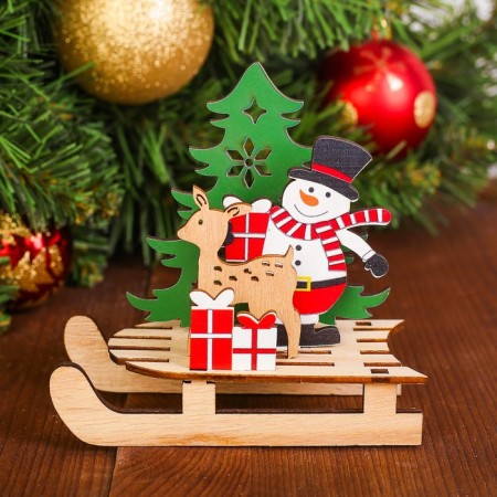 Decor "Snowman with a deer on a sleigh"-1