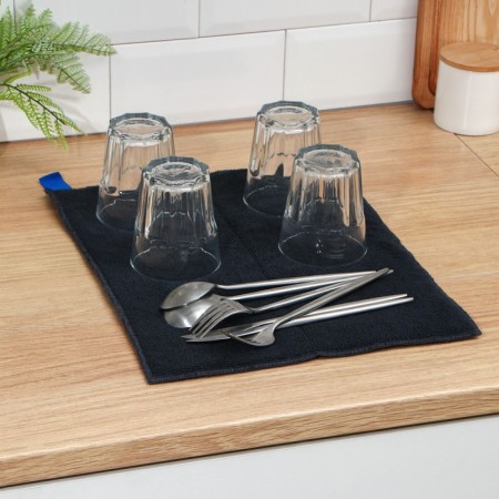 Drying rug of dishes “Loft”, 30 × 40 cm, microfiber, black color