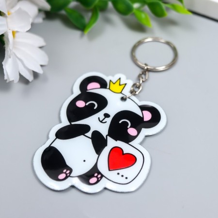 PVC keychain Panda in the Crown with Heart, Soft 6.7x5.1 cm-1